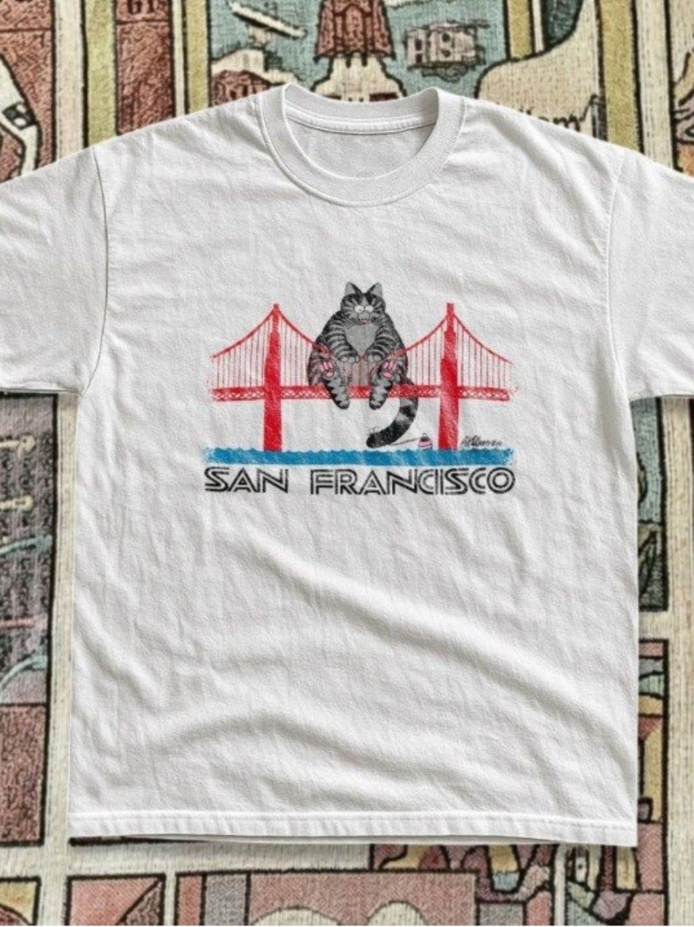 B. Kliban San Francisco Cat Graphic Tee - White